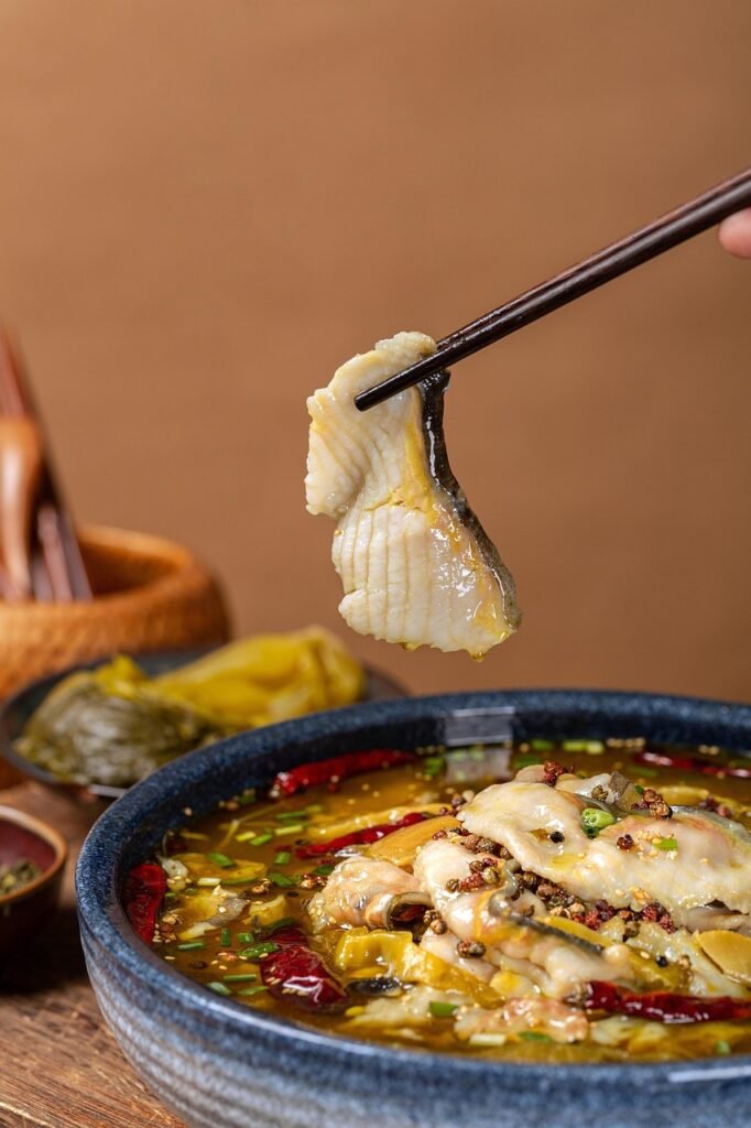 sturgeon, hot pot, rattan pepper fish soup, nature, fish, chinese food, pickled vegetables, food, soup